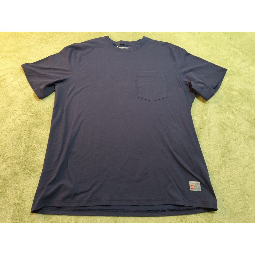 Free Country Men's XXL T-Shirt Navy Blue Pocket Crew Neck Performance Knit